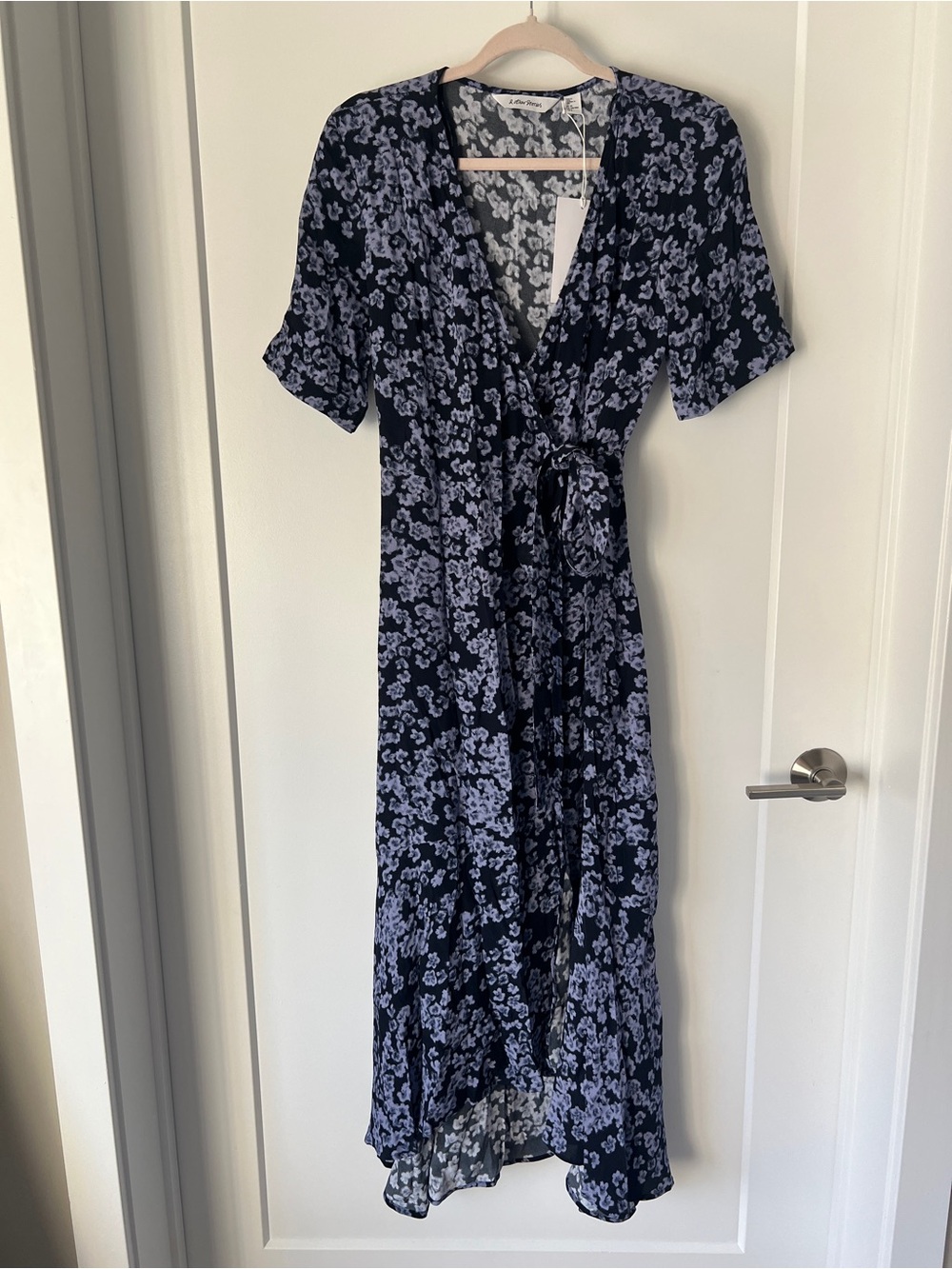 & Other Stories NWT! Navy and Light Blue Floral Midi Wrap Dress